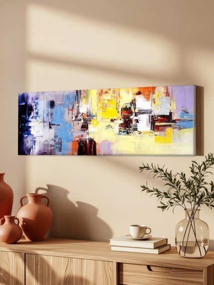 Spiegeling in Kleur, Abstract & Modern schilderij aan de muur in interieur