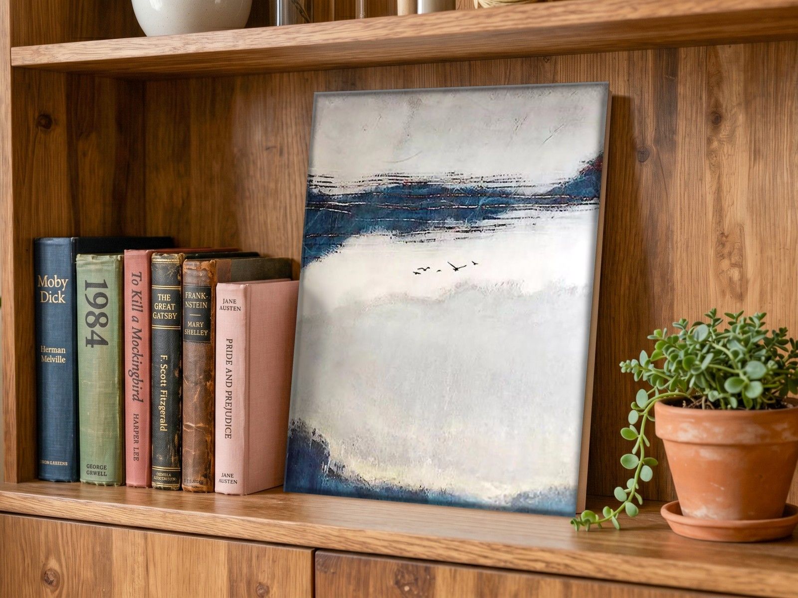 CAS385-1 Vogels boven de mist, Natuur & Landschap schilderij aan de muur in interieur