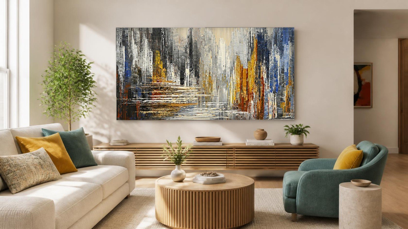 CAS395-1 Skyline in Verticale Lagen, Steden & Skylines schilderij aan de muur in interieur