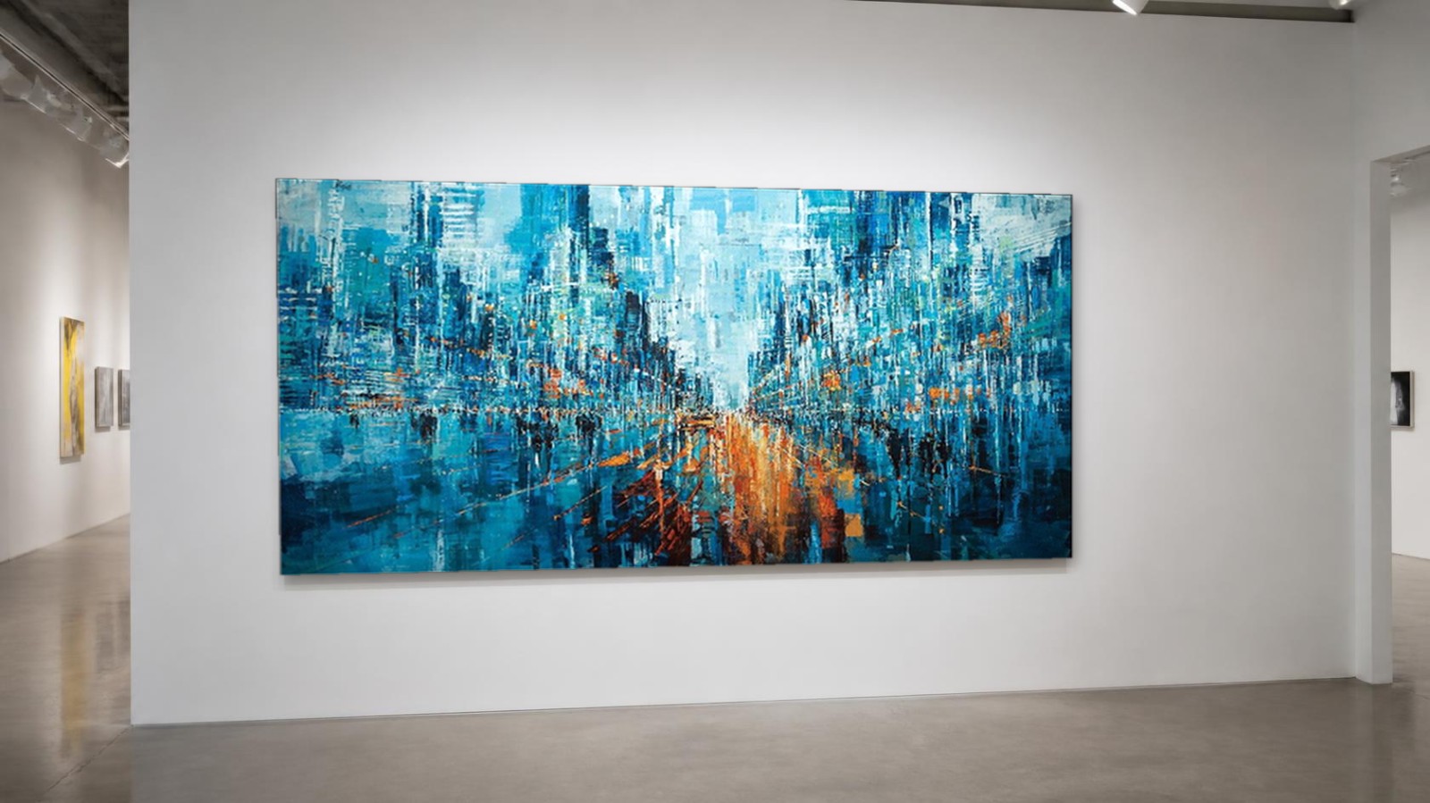 CAS464-1 Blauwe Metropool in Regen, Steden & Skylines schilderij aan de muur in interieur