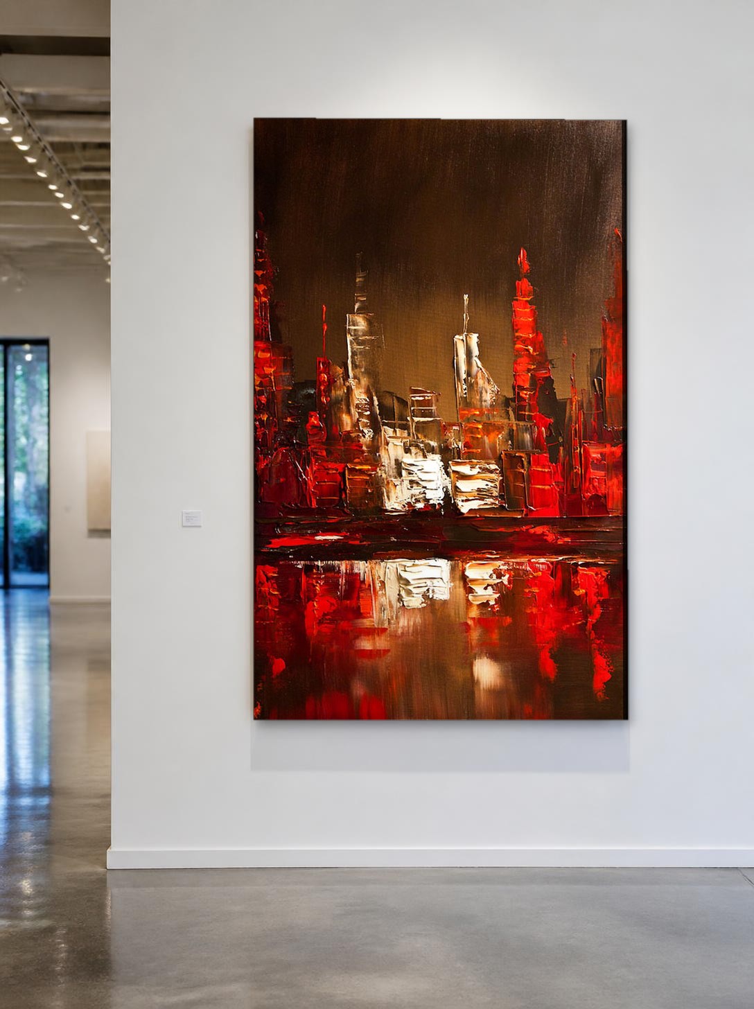 CAS471-1 Skyline in vuurgloed, Steden & Skylines schilderij aan de muur in interieur