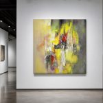 Nagloed in Geel, Abstract & Modern schilderij aan de muur in interieur