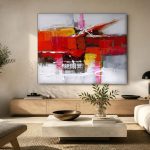 Rood Vuur, Abstract & Modern schilderij aan de muur in interieur