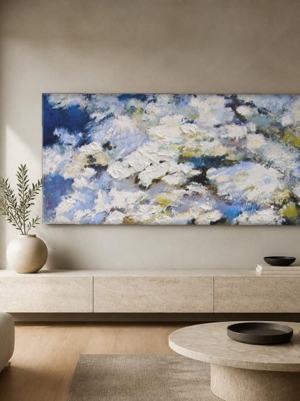 Winterse Windvlaag, Abstract & Modern schilderij aan de muur in interieur