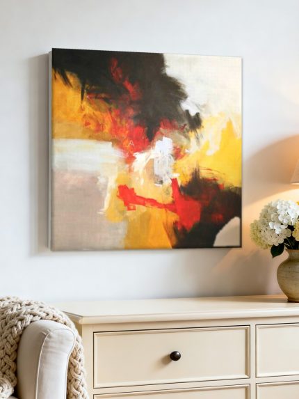 Laaiend Vuur, Abstract & Modern schilderij aan de muur in interieur