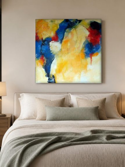 Windvlaag in Kleur, Abstract & Modern schilderij aan de muur in interieur