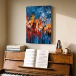 Stadslichten in Vuur, Abstract & Modern schilderij aan de muur in interieur