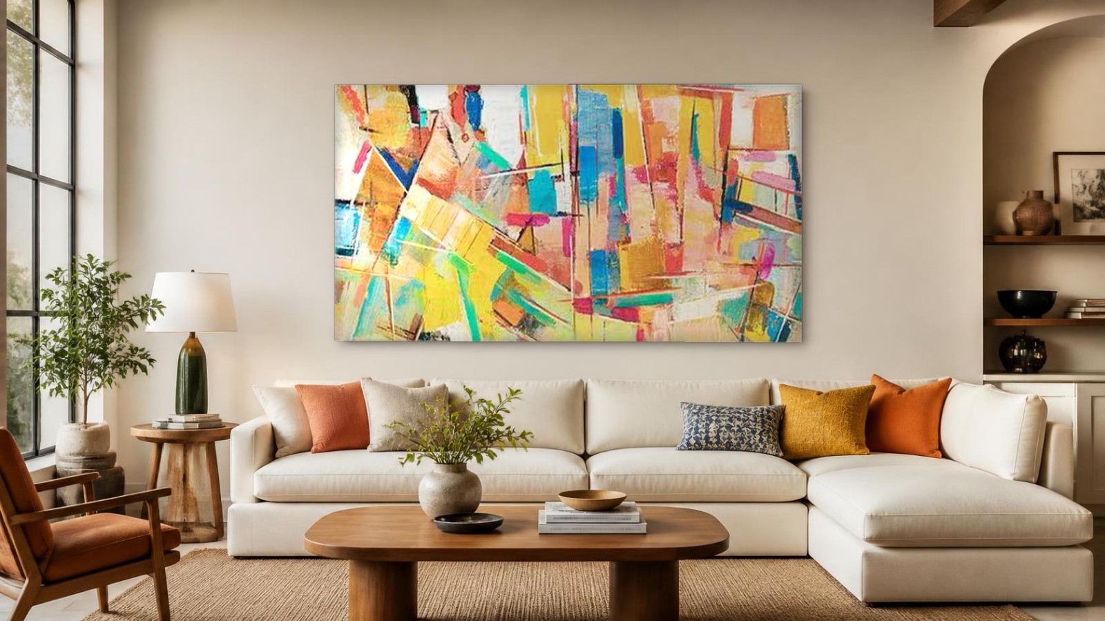 CAS542-1 Kleur in Lagen, Abstract & Modern schilderij aan de muur in interieur