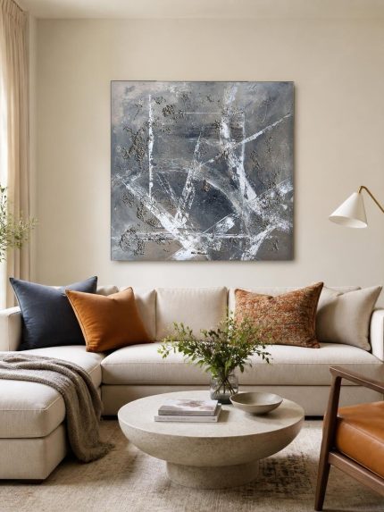 Betonnen Herinnering, Abstract & Modern schilderij aan de muur in interieur