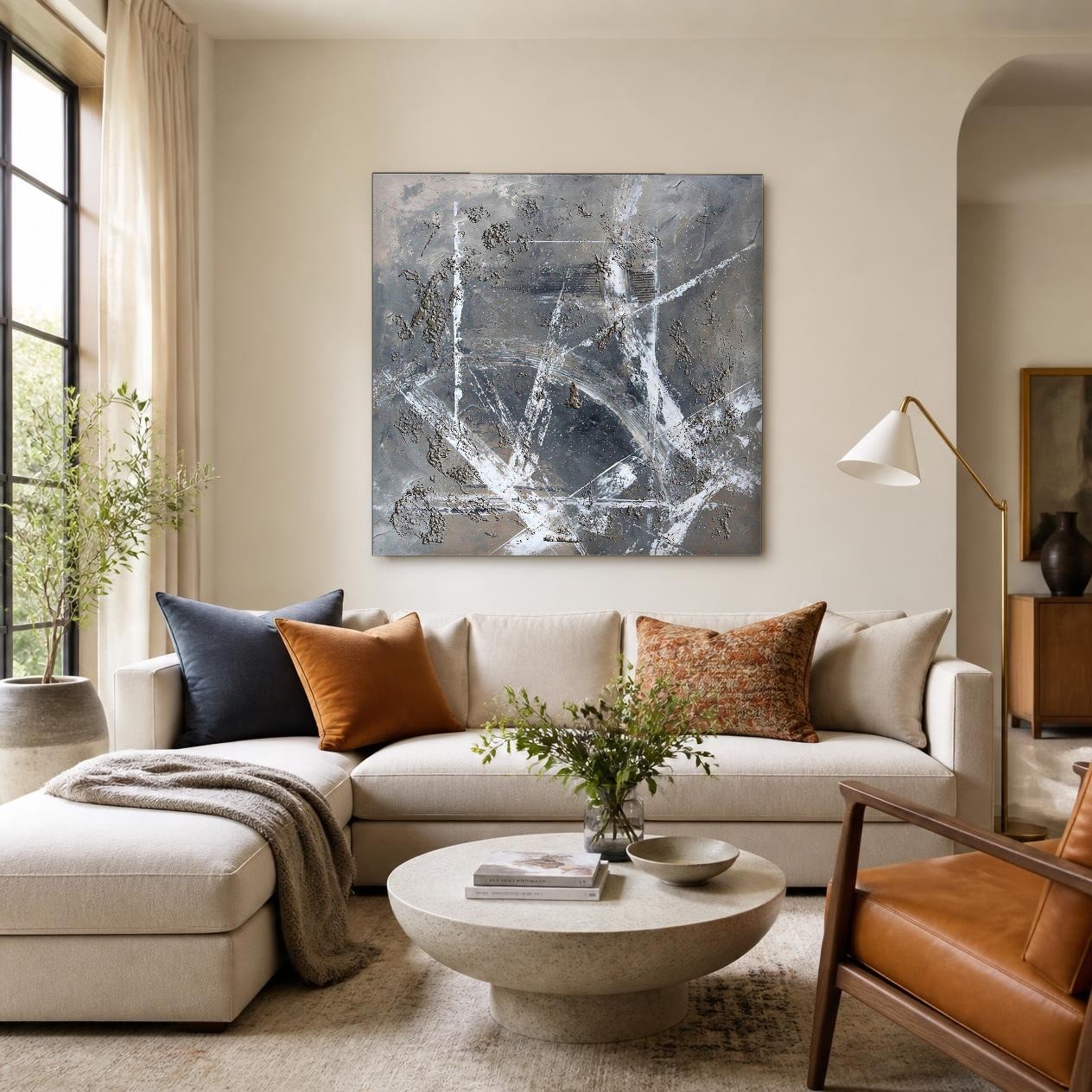 CAS547-1 Betonnen Herinnering, Abstract & Modern schilderij aan de muur in interieur