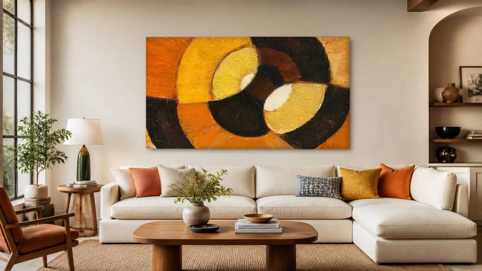 CAS551-1 Concentrische Cirkels (naar Delaunay), Abstract & Modern schilderij aan de muur in interieur