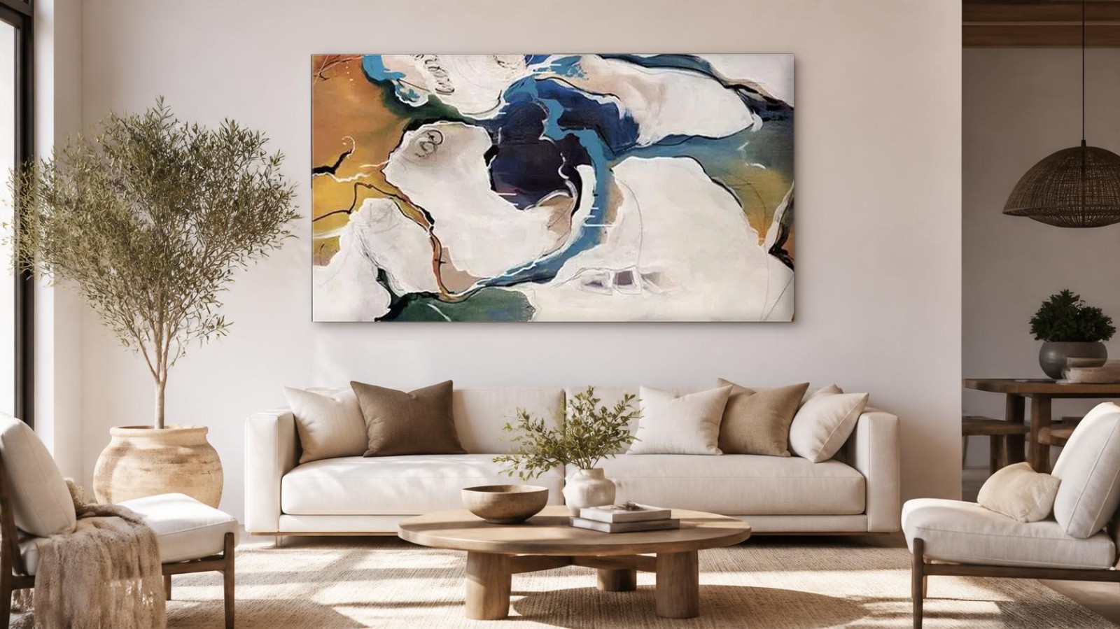 CAS561-1 Wervelende Stromen, Abstract & Modern schilderij aan de muur in interieur