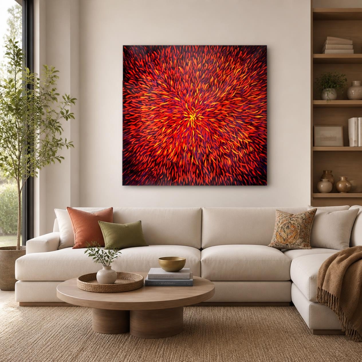 CAS581-1 Vurige Explosie, Abstract & Modern schilderij aan de muur in interieur