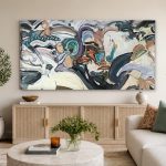 Vloeiend Samenspel, Abstract & Modern schilderij aan de muur in interieur