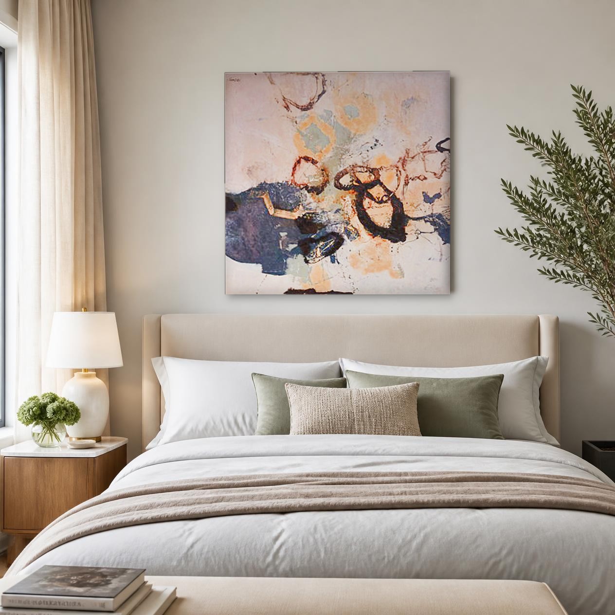 CAS587-1 Vervlochten Kleurvlakken, Abstract & Modern schilderij aan de muur in interieur