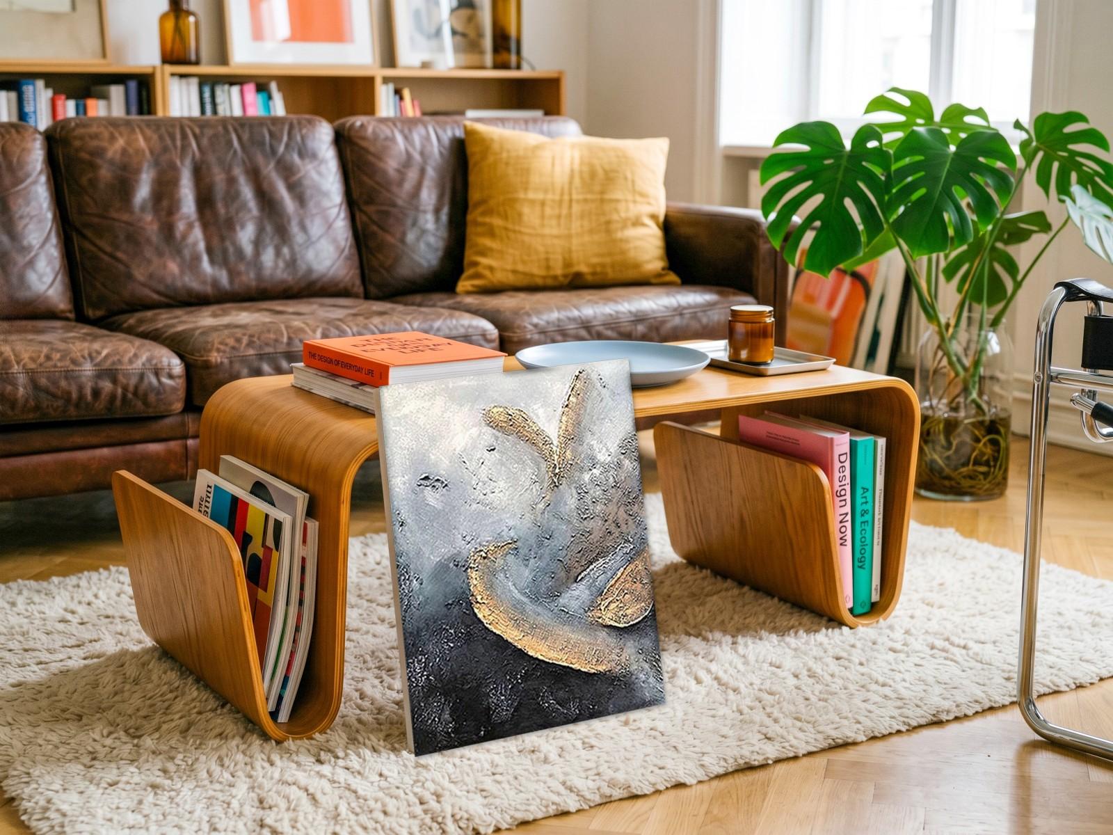 CAS607-1 Gouden Golving, Abstract & Modern schilderij aan de muur in interieur