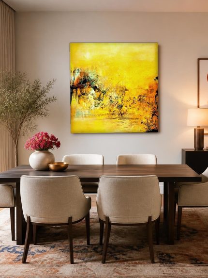 Gouden Waas, Abstract & Modern schilderij aan de muur in interieur
