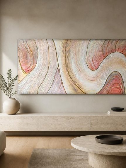 Vloeiende Duinlijnen, Abstract & Modern schilderij aan de muur in interieur