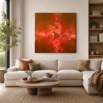 Rode Nevel, Abstract & Modern schilderij aan de muur in interieur