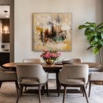 Verweerde Lagen, Abstract & Modern schilderij aan de muur in interieur