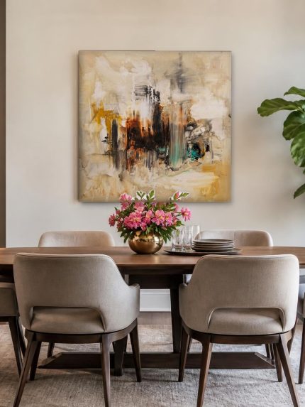 Verweerde Lagen, Abstract & Modern schilderij aan de muur in interieur