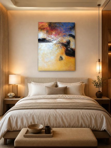 Vurige Horizon, Abstract & Modern schilderij aan de muur in interieur