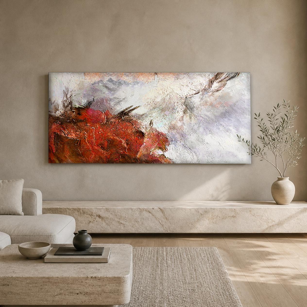 CAS685-1 Aardse Gloed, Abstract & Modern schilderij aan de muur in interieur