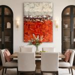 Rood veld in de kou, Abstract & Modern schilderij aan de muur in interieur