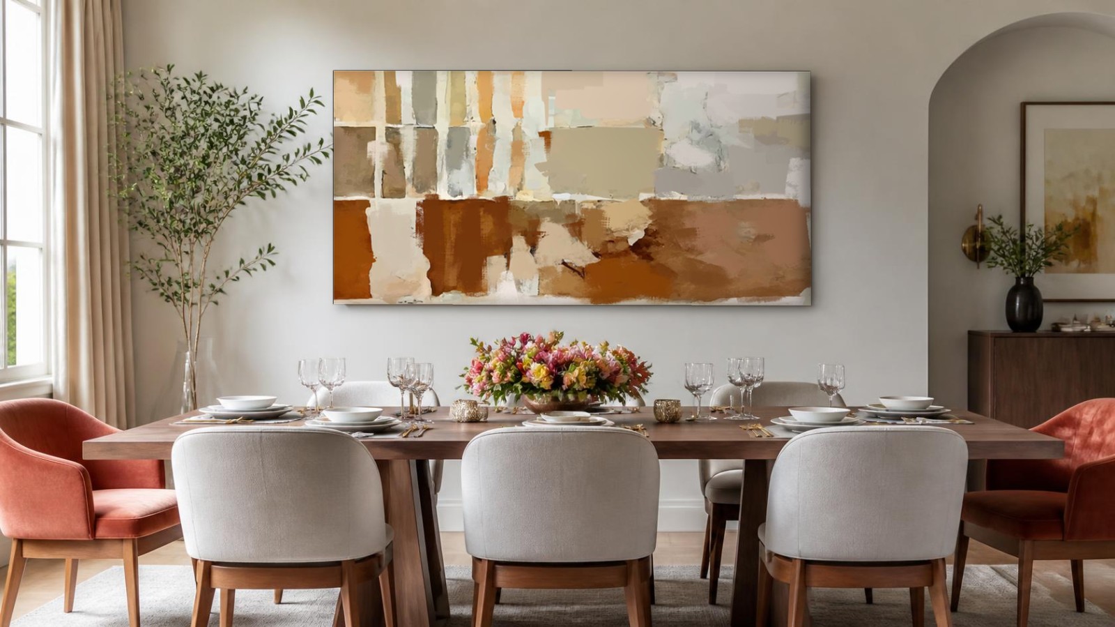 CAS696-1 Aardse Vlakken in Terracotta, Abstract & Modern schilderij aan de muur in interieur
