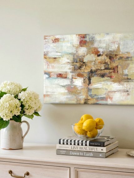 Schaduw van Goud, Abstract & Modern schilderij aan de muur in interieur