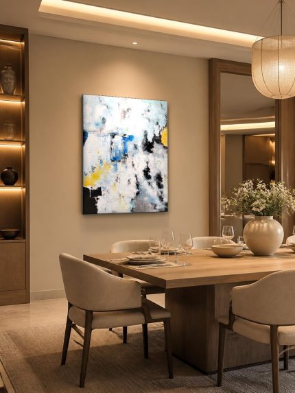 Zon na de Sneeuw, Abstract & Modern schilderij aan de muur in interieur