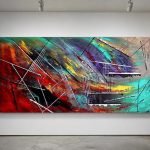 Kleurexplosie in Beweging, Abstract & Modern schilderij aan de muur in interieur