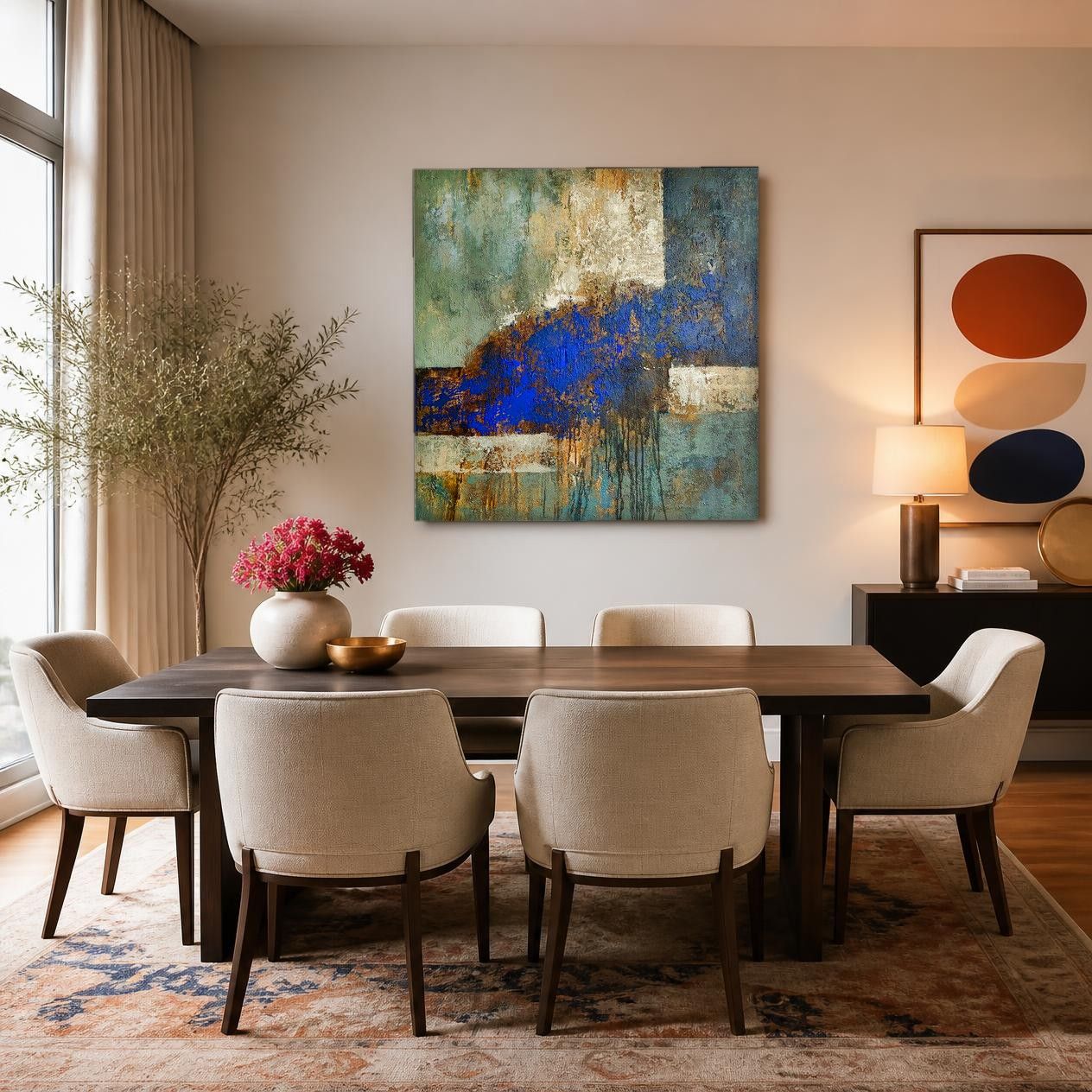 CAS752-1 Blauwe Diepte, Abstract & Modern schilderij aan de muur in interieur