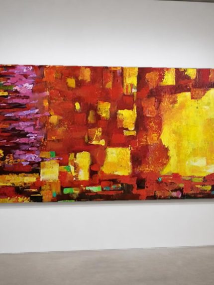 Vurig Kleurenspel, Abstract & Modern schilderij aan de muur in interieur