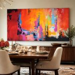 Vurige Kleurexplosie, Abstract & Modern schilderij aan de muur in interieur