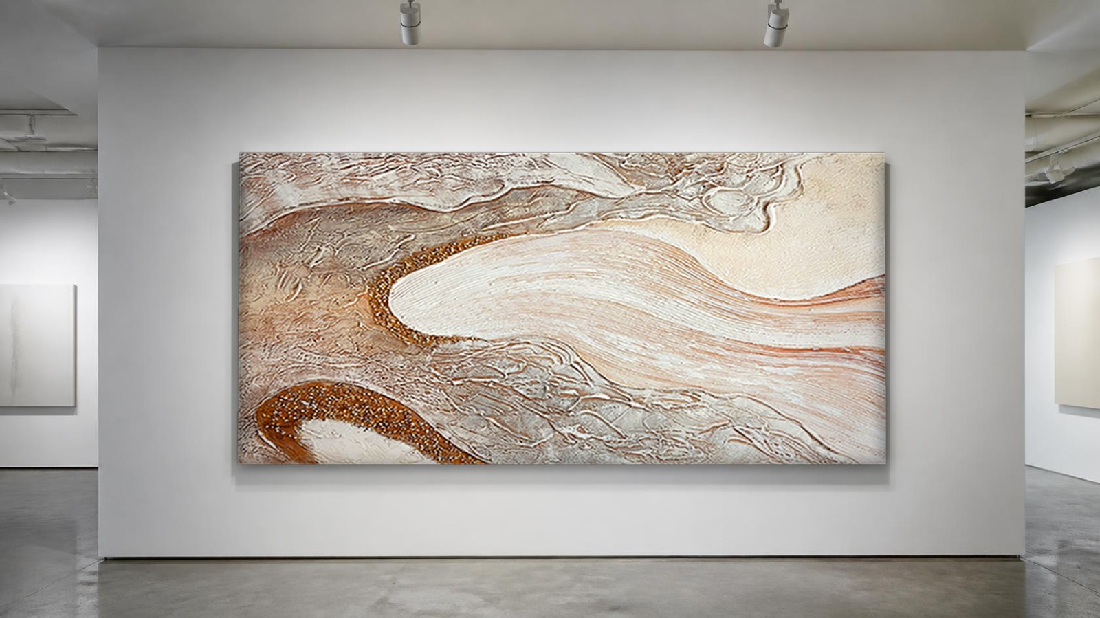 CAS774-1 Vloeiende Aarde, Abstract & Modern schilderij aan de muur in interieur