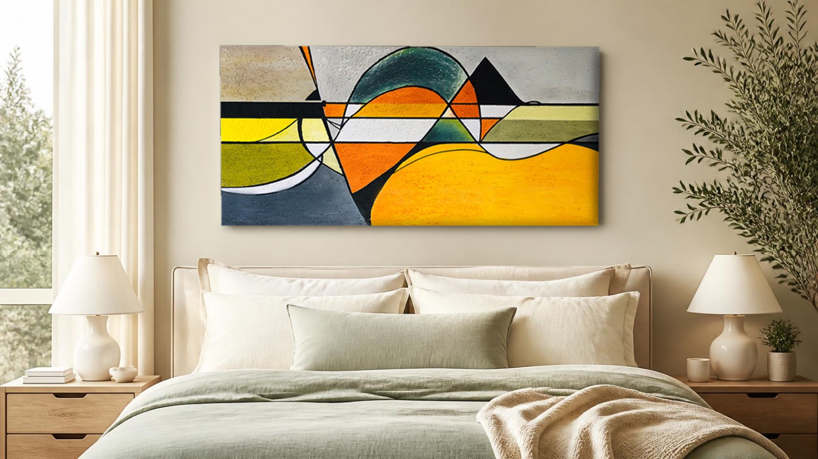 CAS776-1 Geometrische Golfbeweging, Abstract & Modern schilderij aan de muur in interieur