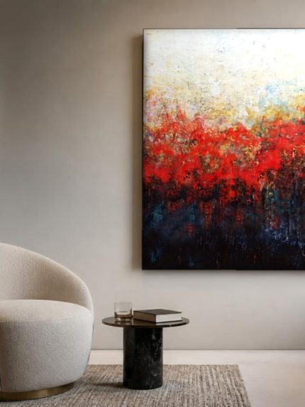 Oplaaiend Vuur, Abstract & Modern schilderij aan de muur in interieur