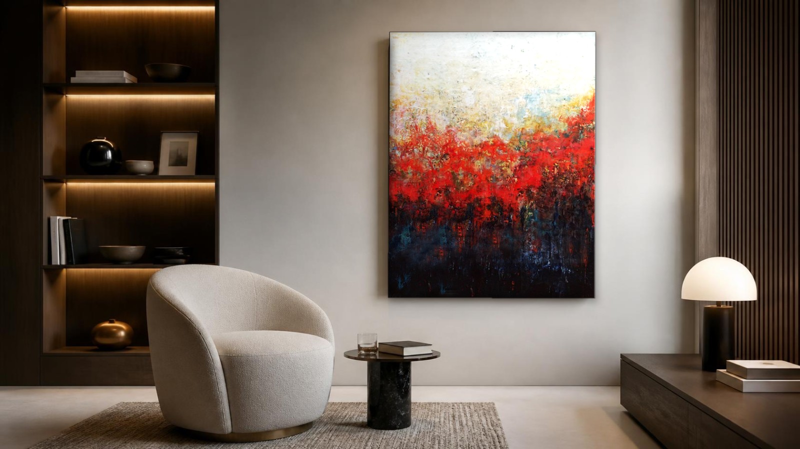 CAS790-1 Oplaaiend Vuur, Abstract & Modern schilderij aan de muur in interieur