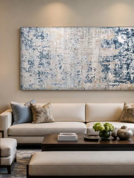 Verweerde Lagen in Mist, Abstract & Modern schilderij aan de muur in interieur