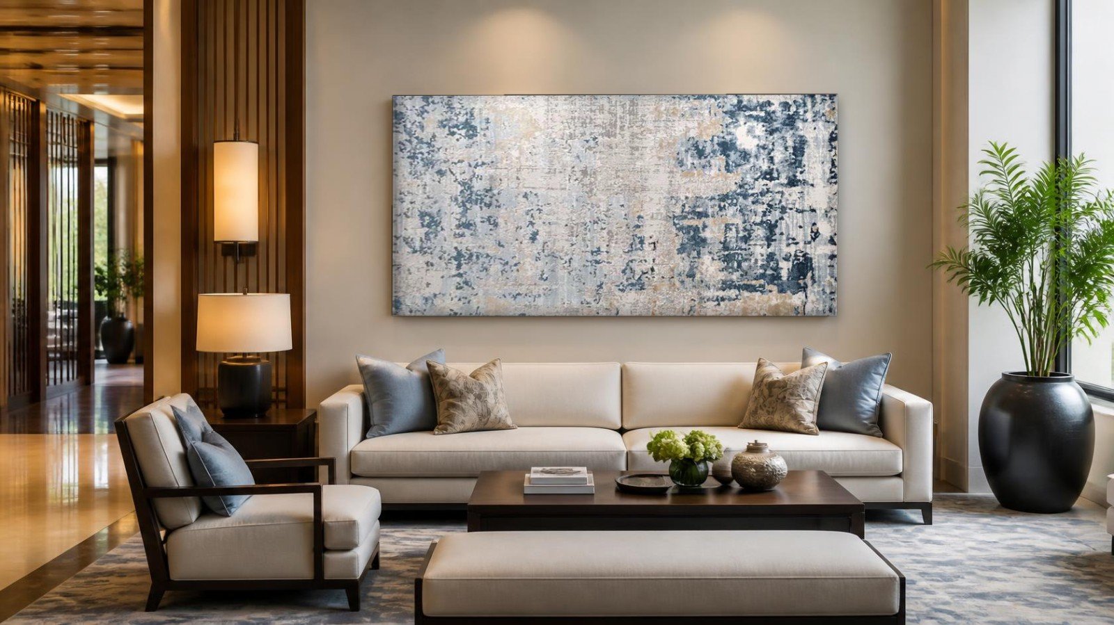 CAS798-1 Verweerde Lagen in Mist, Abstract & Modern schilderij aan de muur in interieur
