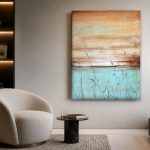 Rietoever bij Zonsondergang, Natuur & Landschap schilderij aan de muur in interieur