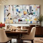 Kleurrijk Dorpsgezicht, Steden & Skylines schilderij aan de muur in interieur