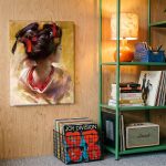 Geisha in Stille Gratie, Mensen & Portretten schilderij aan de muur in interieur