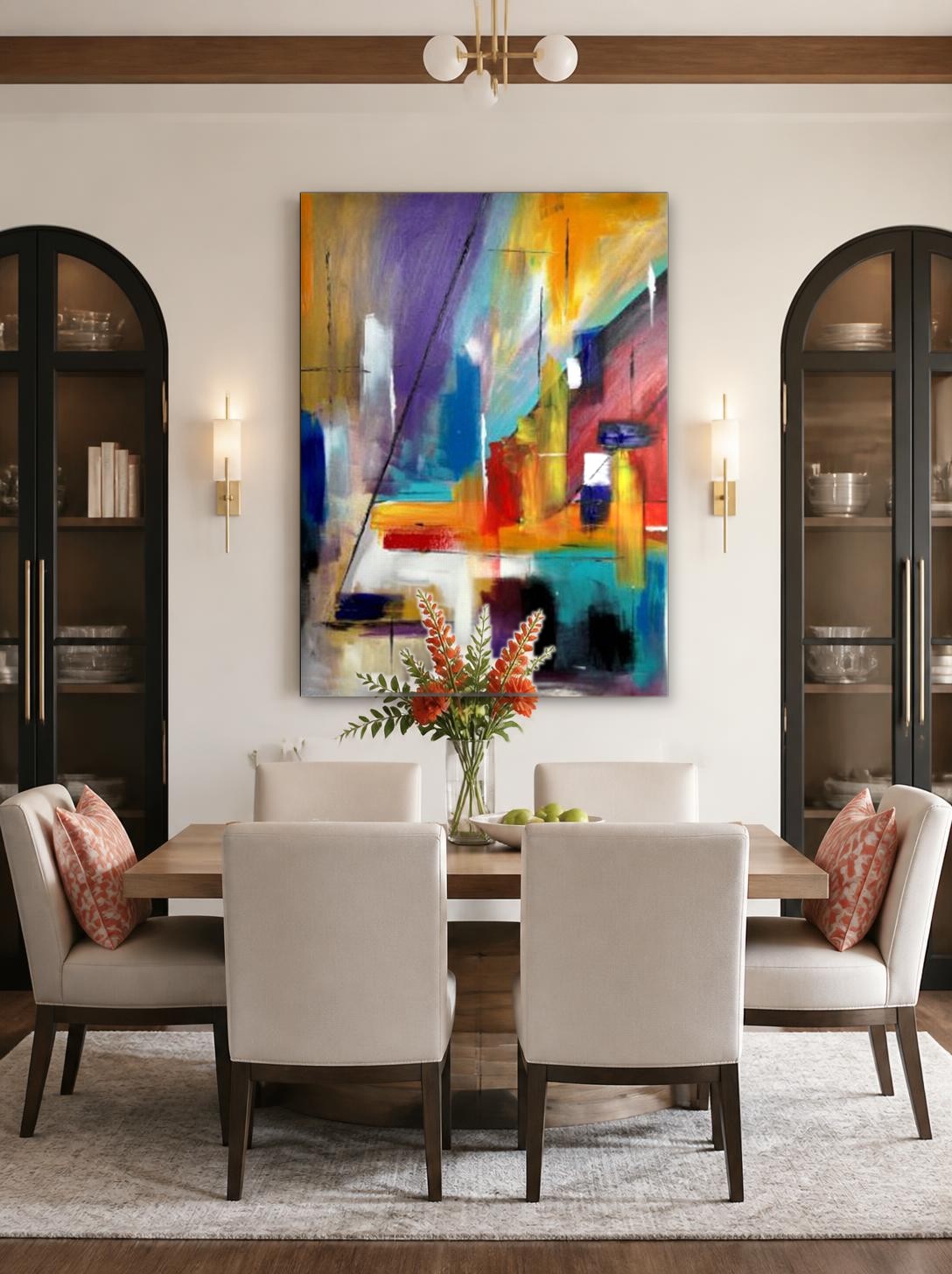 CAS968-1 Kleurenspel in Beweging, Abstract & Modern schilderij aan de muur in interieur