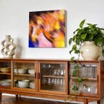 Wervelend Avondlicht, Abstract & Modern schilderij aan de muur in interieur
