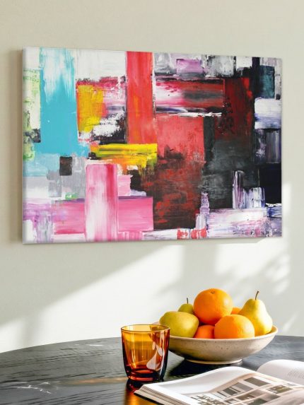 Kleurvlakken in Beweging, Abstract & Modern schilderij aan de muur in interieur