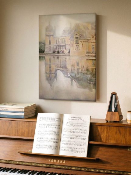 Kasteel in de Mist, Steden & Skylines schilderij aan de muur in interieur
