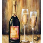 Bottle of Champagne and Two Glasses