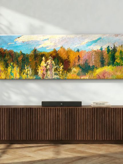 Herfstbos in gouden tinten, Natuur & Landschap schilderij aan de muur in interieur